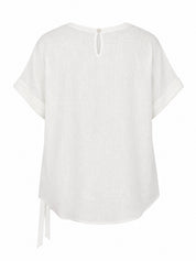 Leinen-T-Shirt mit Positionsdruck