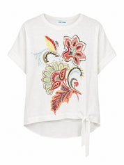 Leinen-T-Shirt mit Positionsdruck