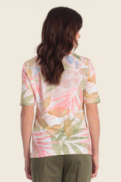 Bedrucktes T-Shirt aus Baumwollmischgewebe mit tropischem Design