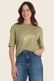 T-Shirt aus Baumwollmischgewebe mit „Sunshine“-Aufdruck