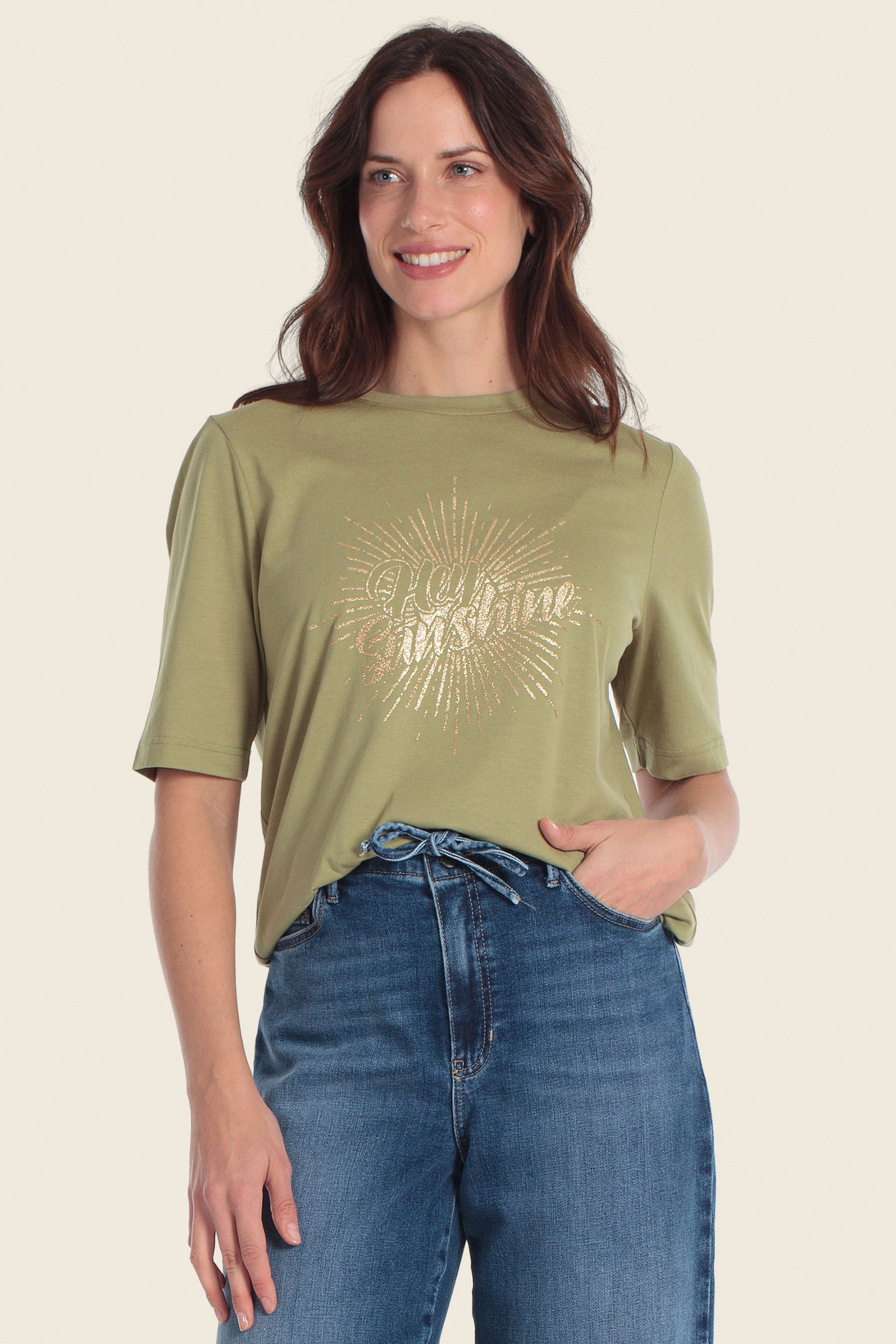 T-Shirt aus Baumwollmischgewebe mit „Sunshine“-Aufdruck