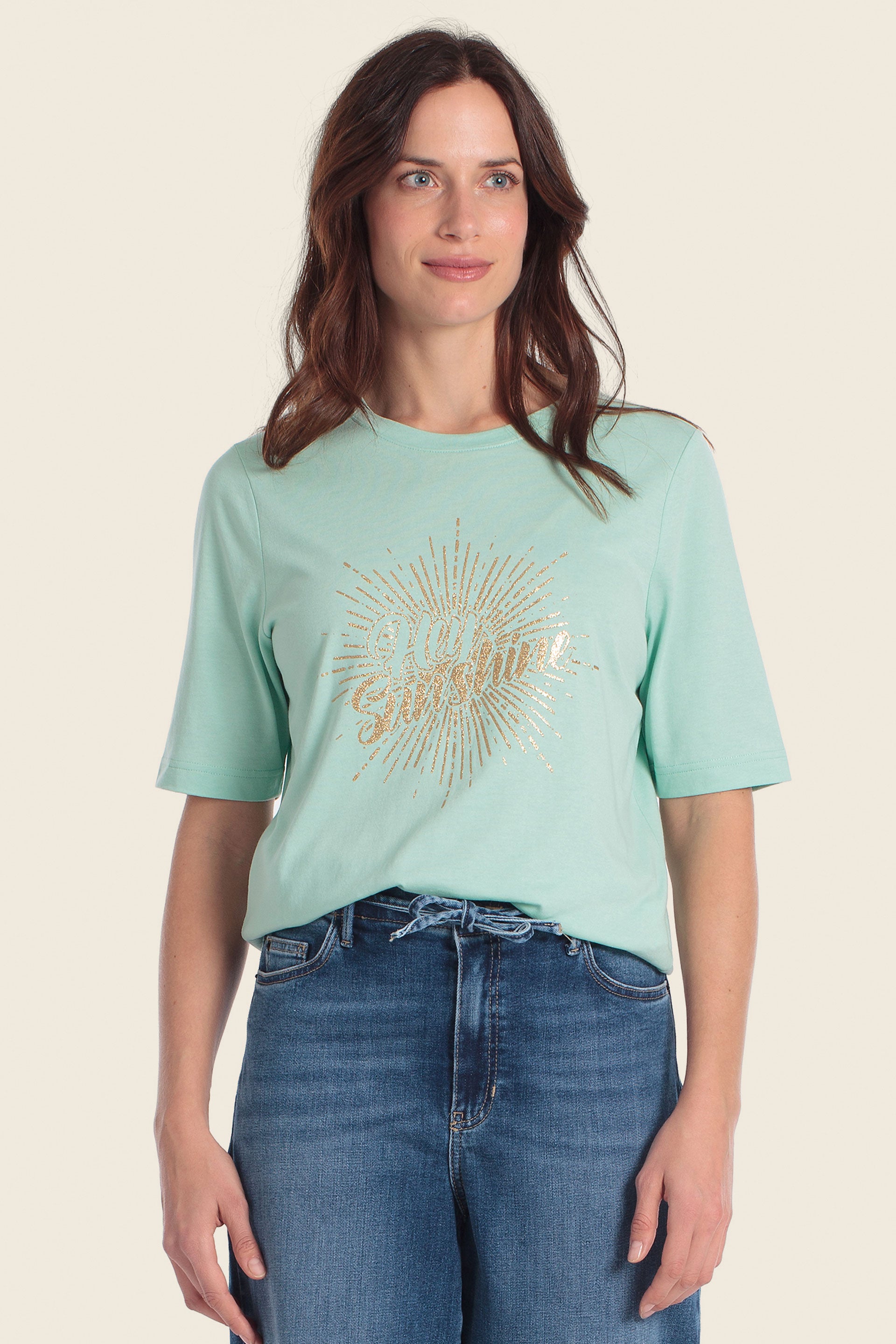 T-Shirt aus Baumwollmischgewebe mit „Sunshine“-Aufdruck
