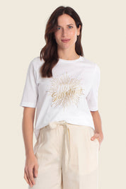 T-Shirt aus Baumwollmischgewebe mit „Sunshine“-Aufdruck