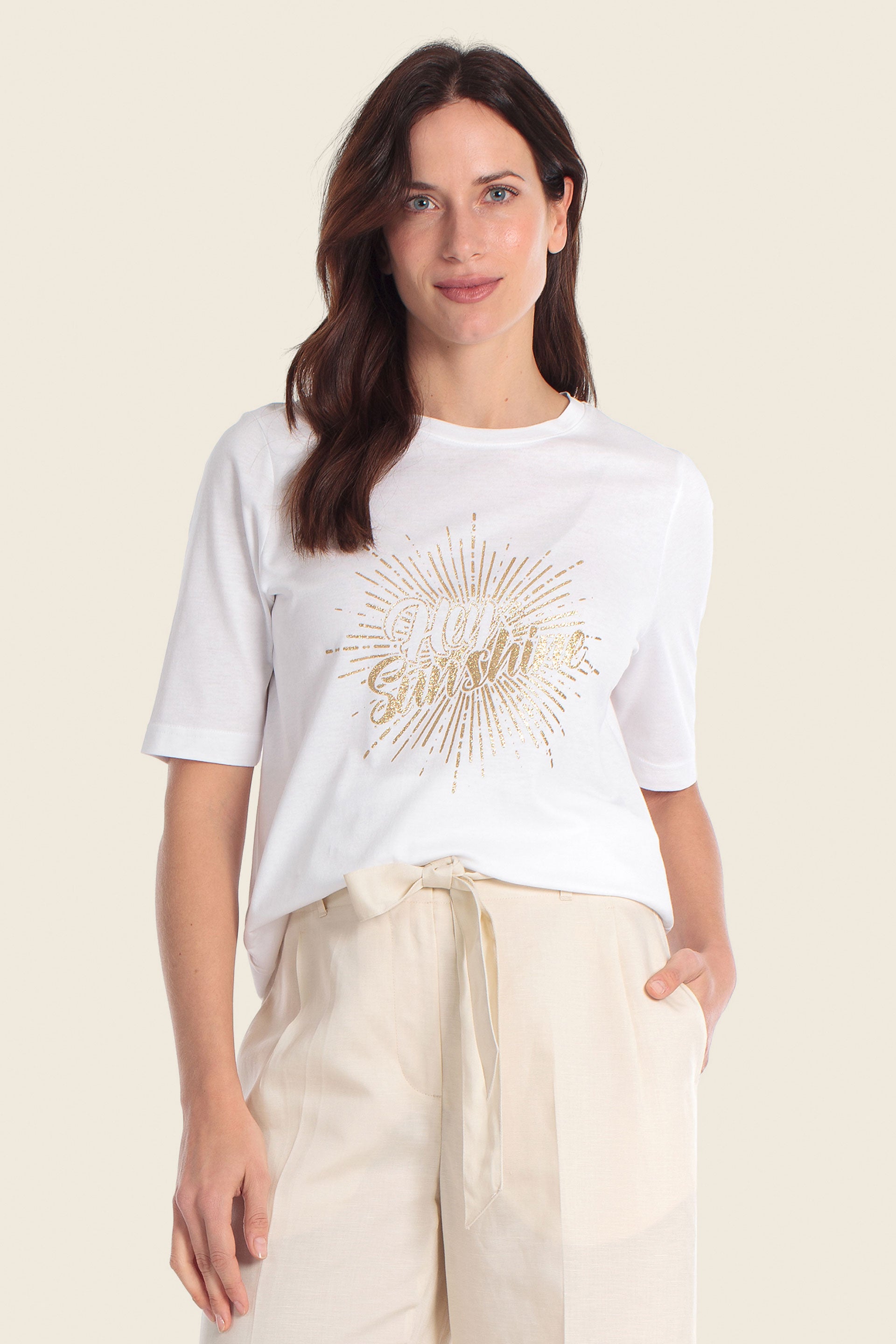 T-Shirt aus Baumwollmischgewebe mit „Sunshine“-Aufdruck