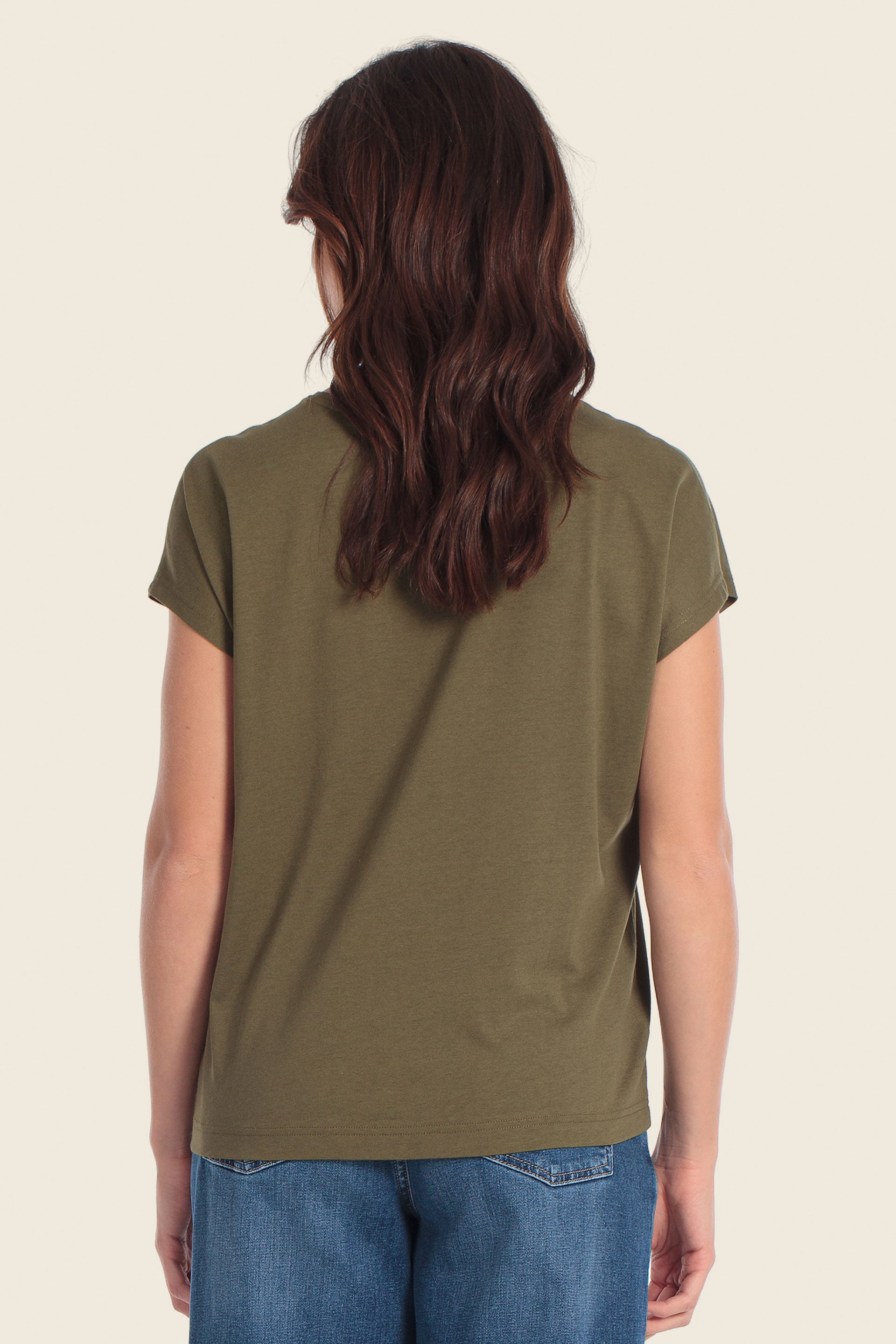 T-Shirt aus Baumwollmischgewebe mit Palmenmuster