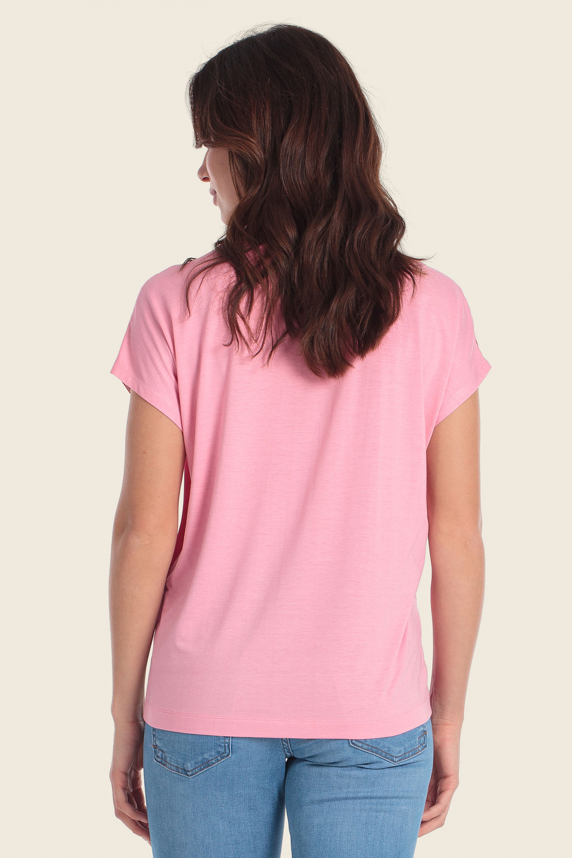 T-Shirt aus Materialmix mit grafischem Tropenmuster