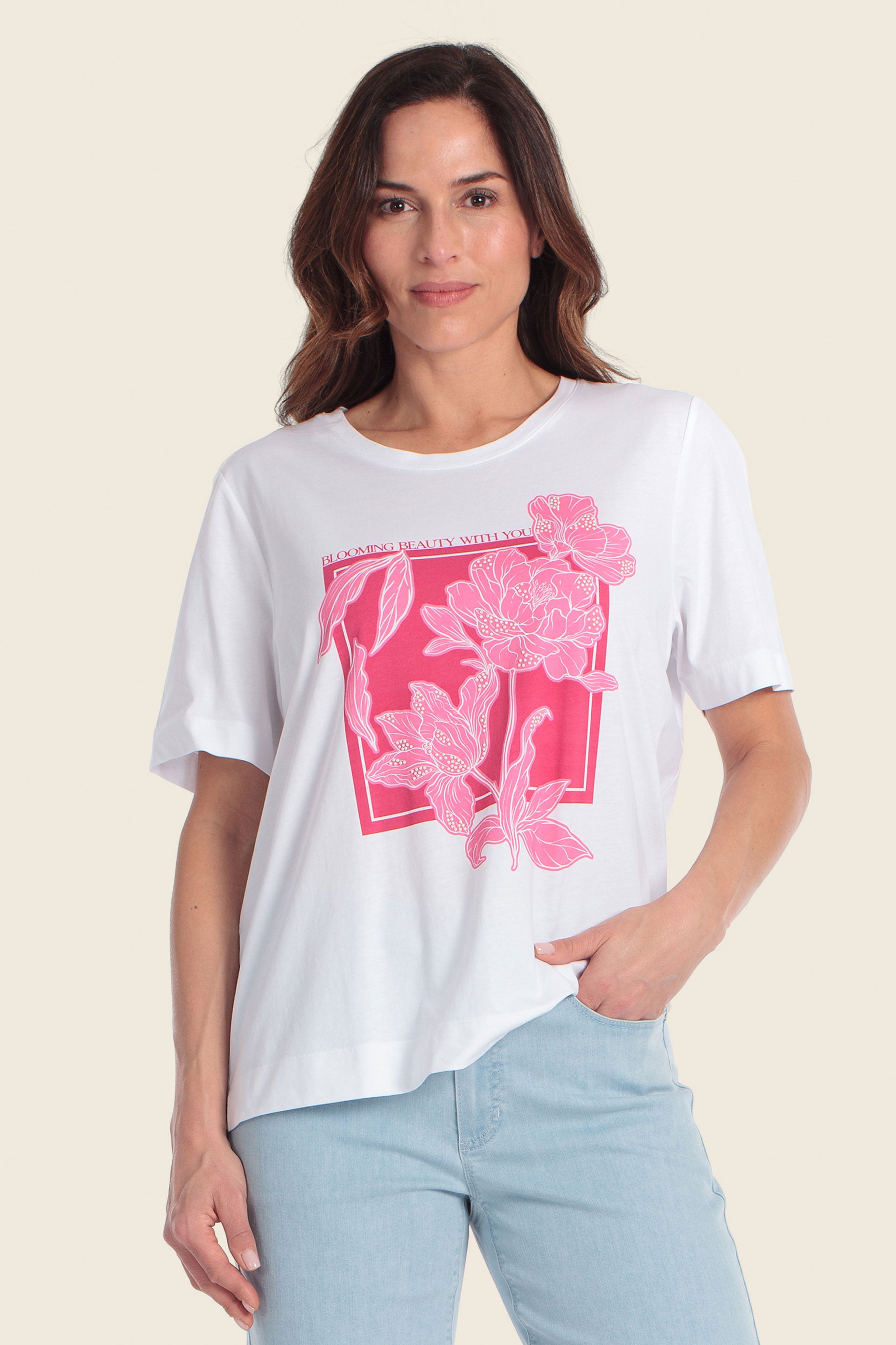 Baumwoll-T-Shirt mit Blumenmuster