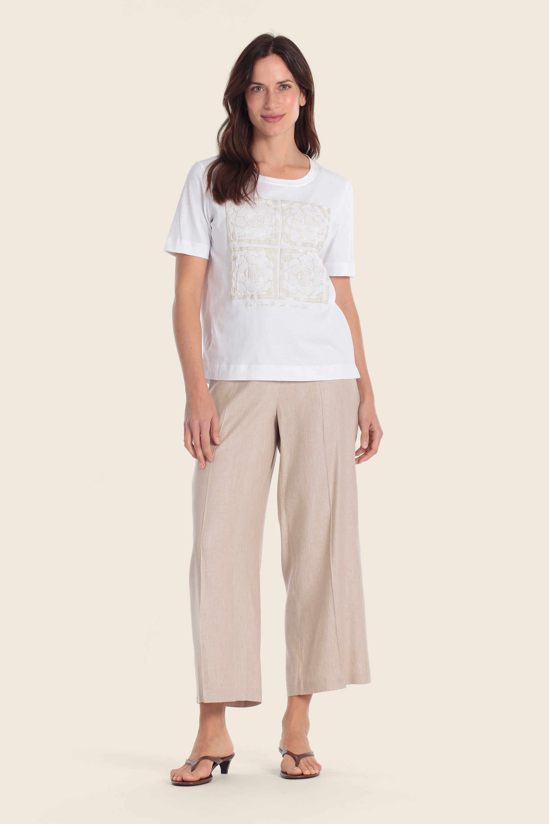 Baumwoll-T-Shirt mit floralem Kunstdruck