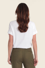 T-Shirt aus Baumwollmischgewebe mit floralem Slogan-Print