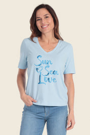 Bedrucktes T-Shirt mit Sommer-Slogan