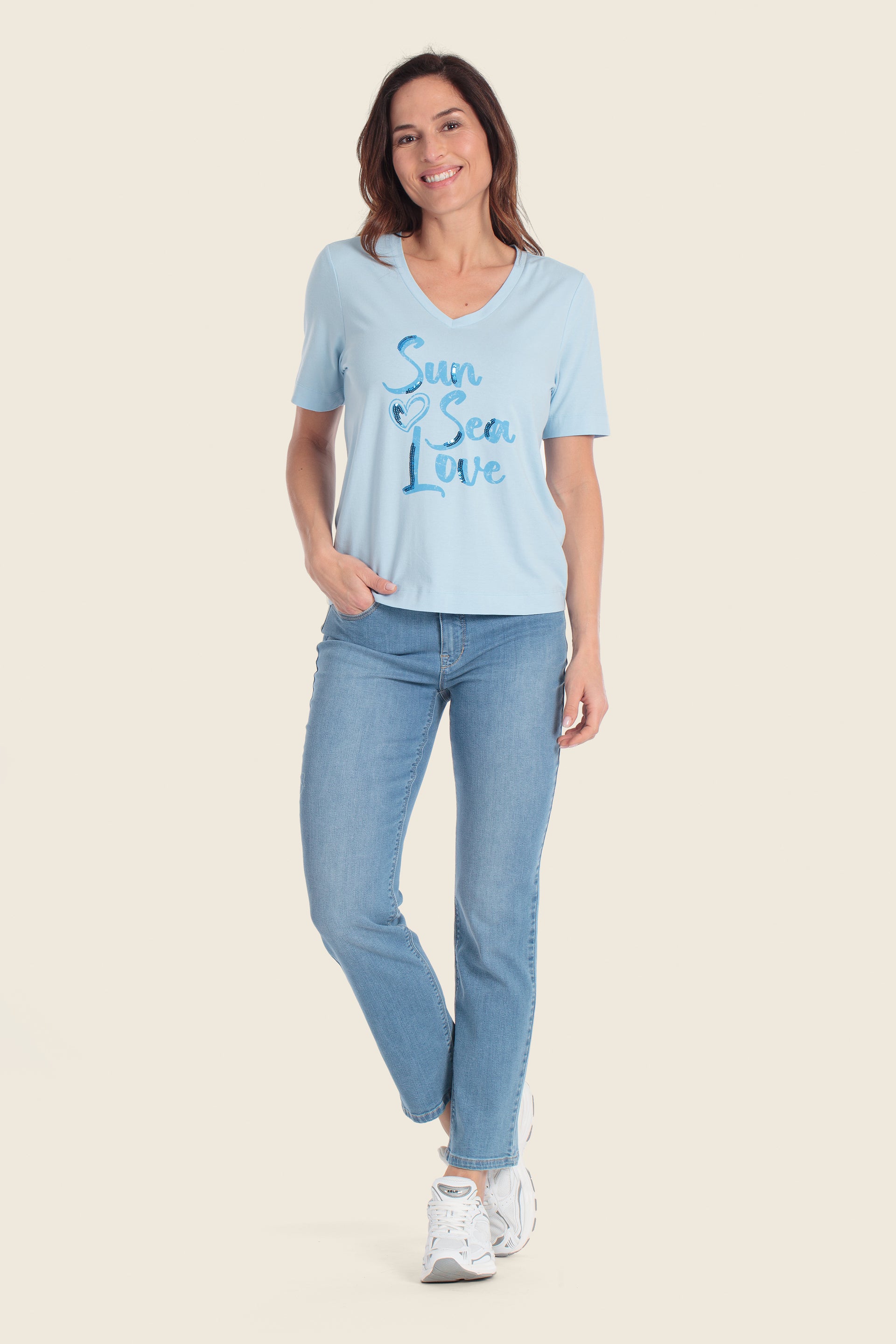 Bedrucktes T-Shirt mit Sommer-Slogan