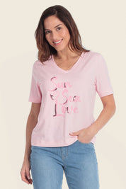 Bedrucktes T-Shirt mit Sommer-Slogan