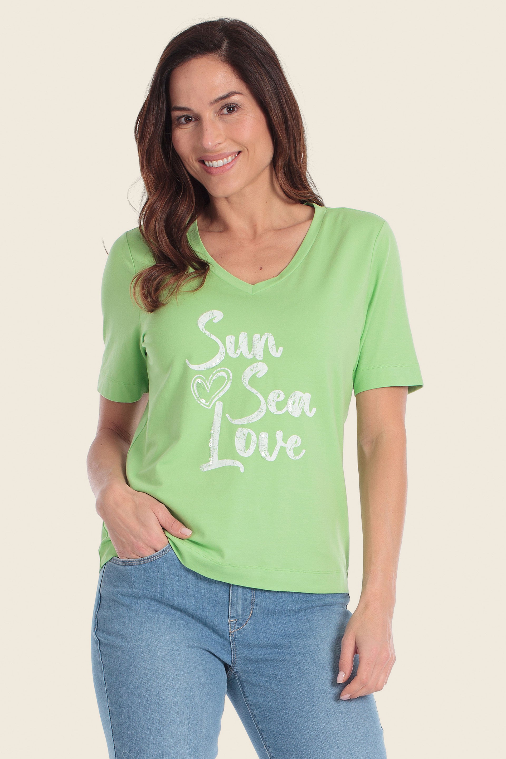 Bedrucktes T-Shirt mit Sommer-Slogan