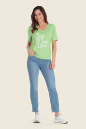 Bedrucktes T-Shirt mit Sommer-Slogan