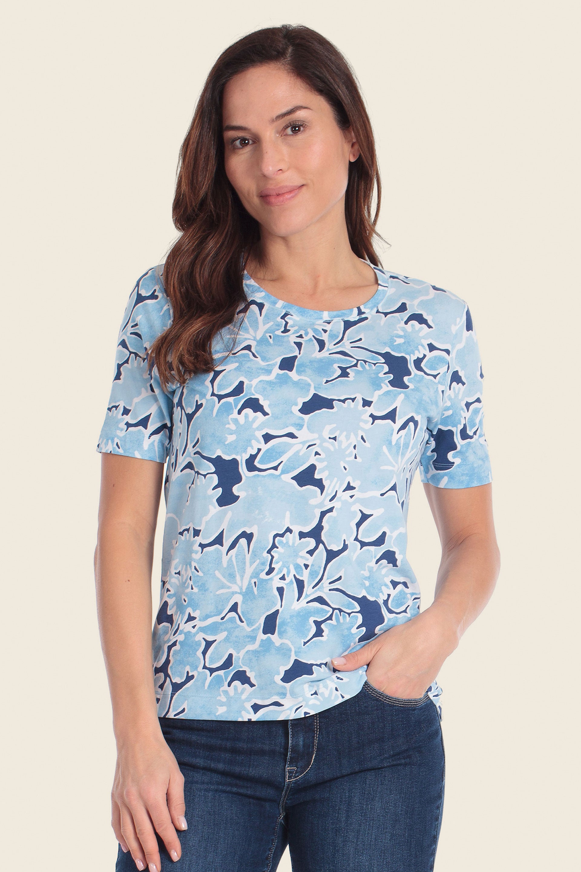 Bedrucktes T-Shirt mit Blumenmuster