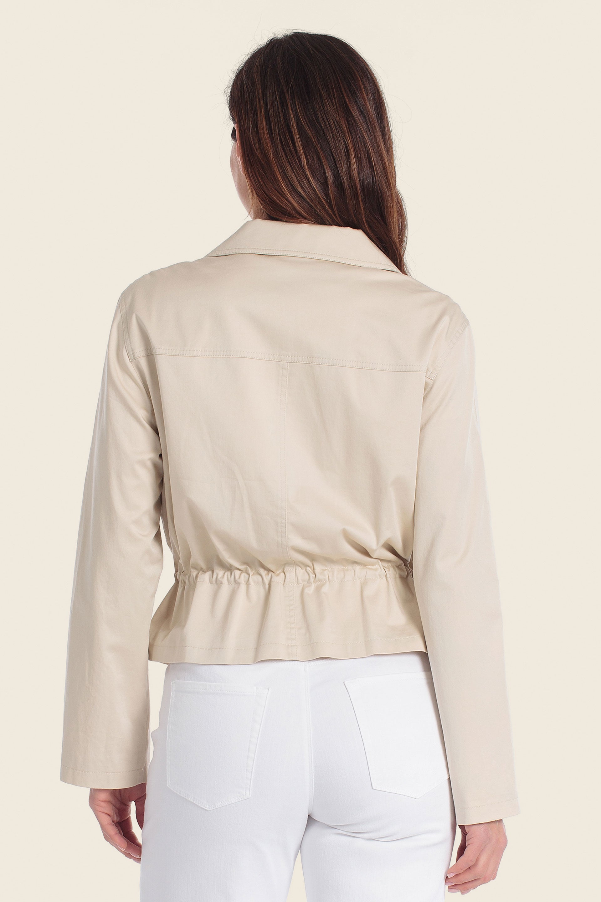 Baumwoll-Stretchjacke mit verstellbarem Bund