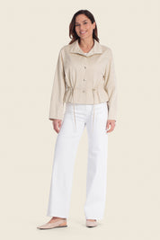 Baumwoll-Stretchjacke mit verstellbarem Bund