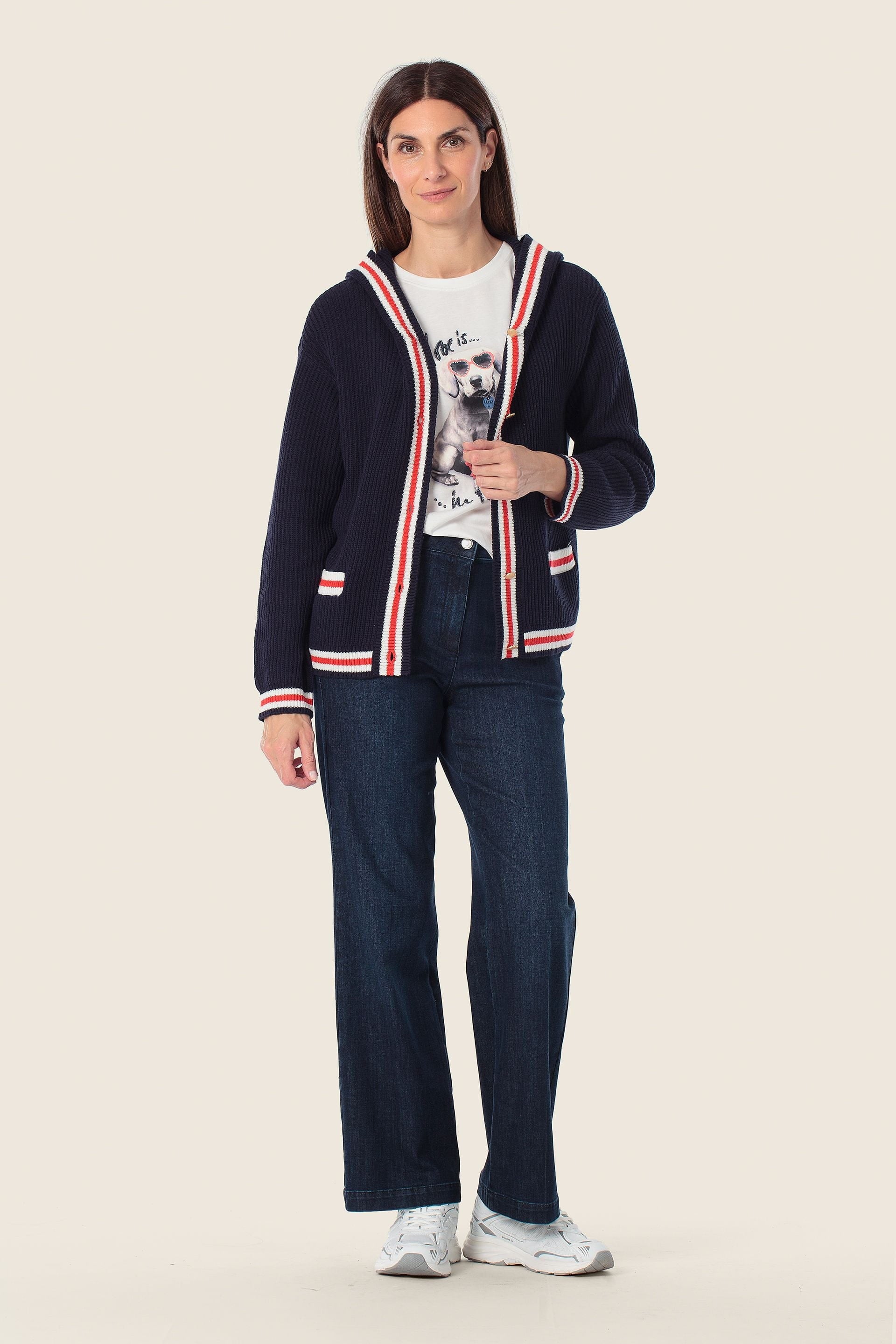 Strickjacke mit Streifen & Kapuze von GERRY WEBER