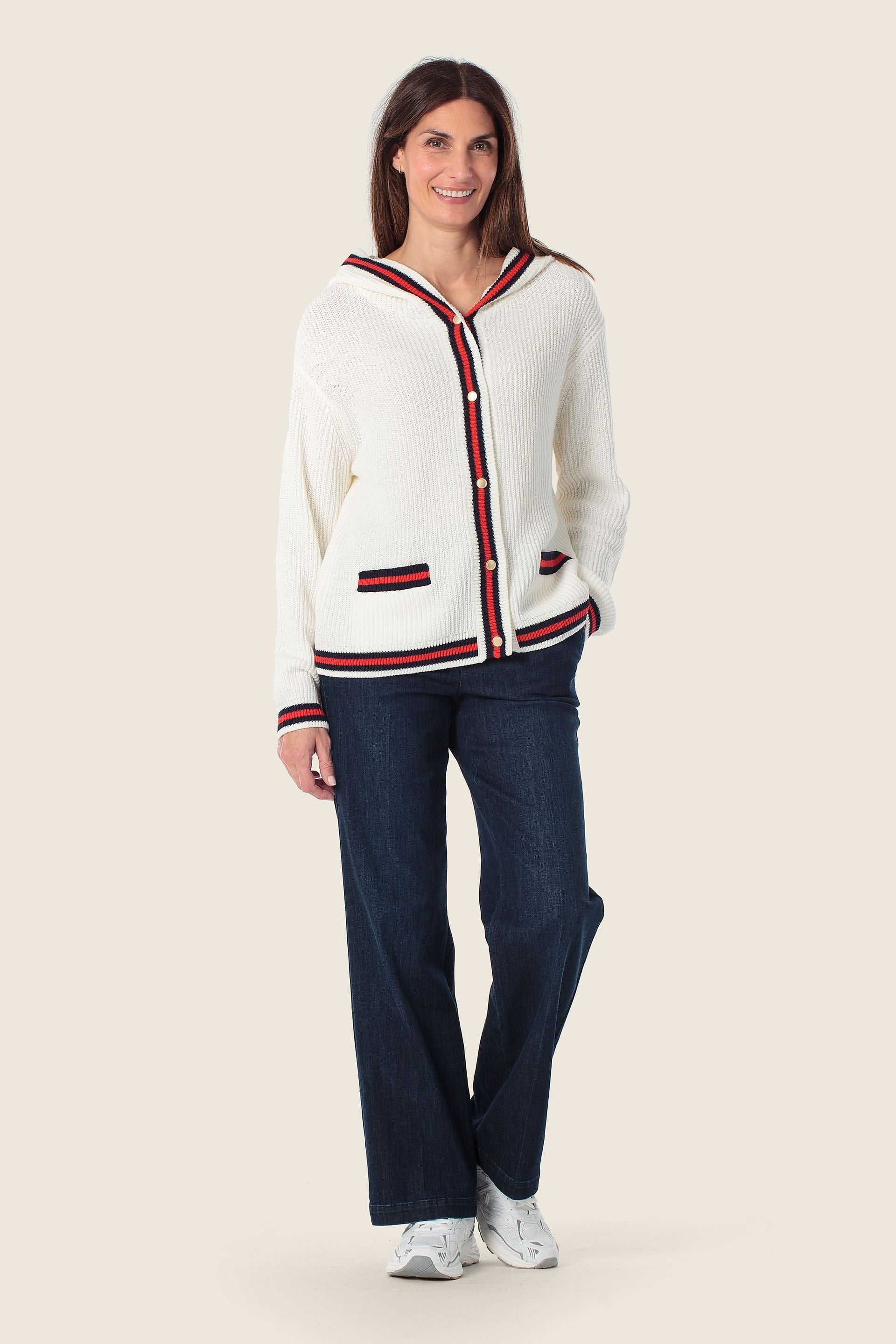 Strickjacke mit Streifen & Kapuze von GERRY WEBER