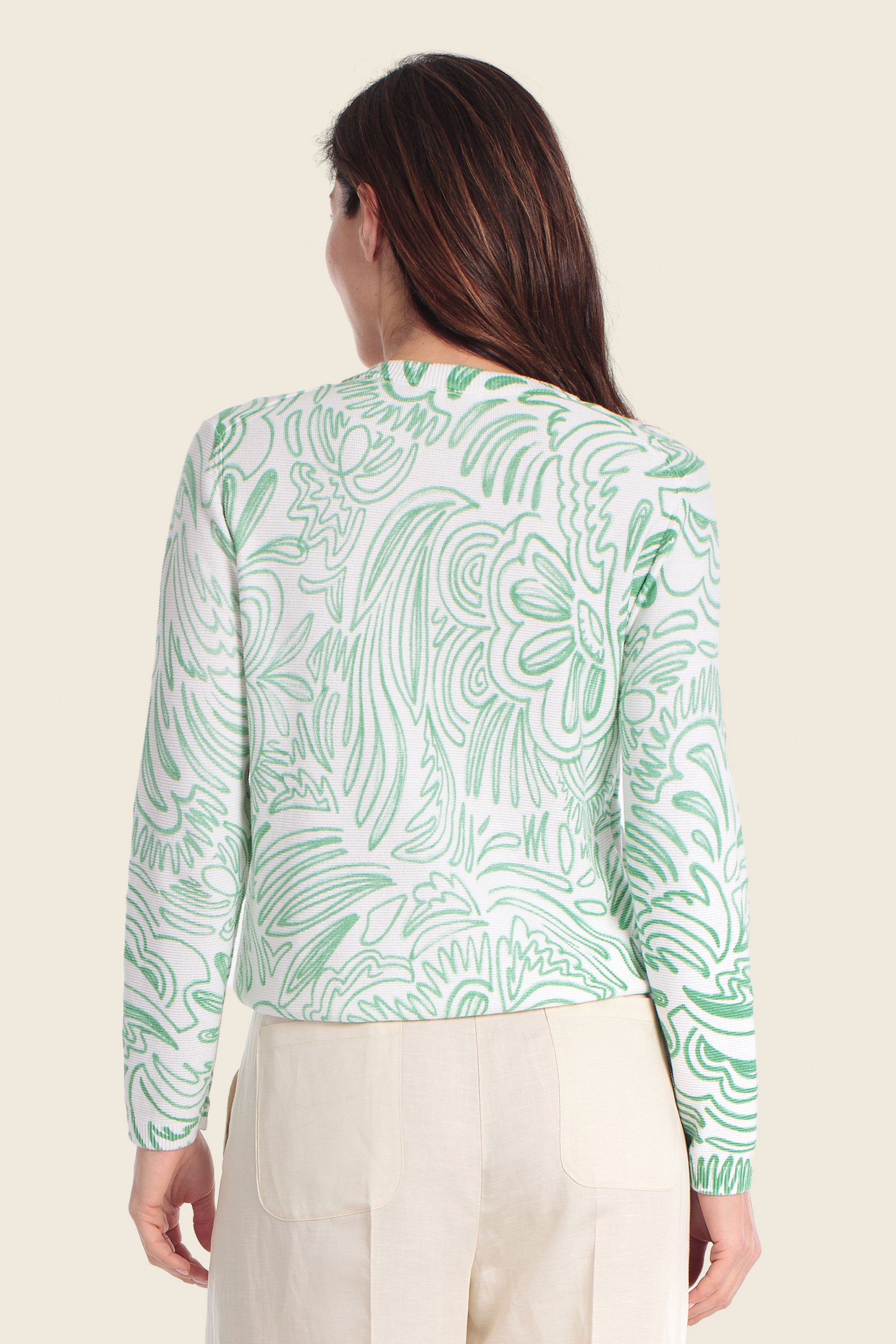 Bedruckte Strickjacke mit kunstvollem Blumenmuster