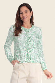 Bedruckte Strickjacke mit kunstvollem Blumenmuster