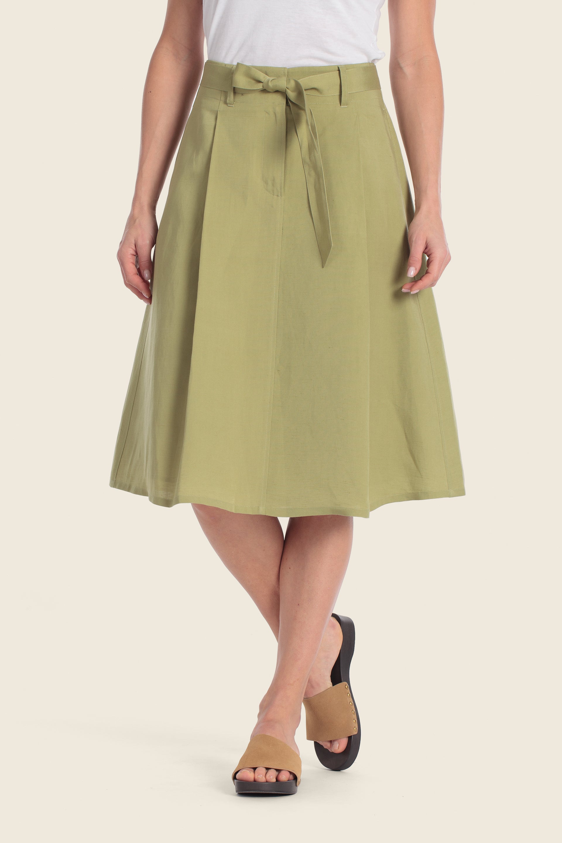 Tencel-Leinenrock mit Gürtel