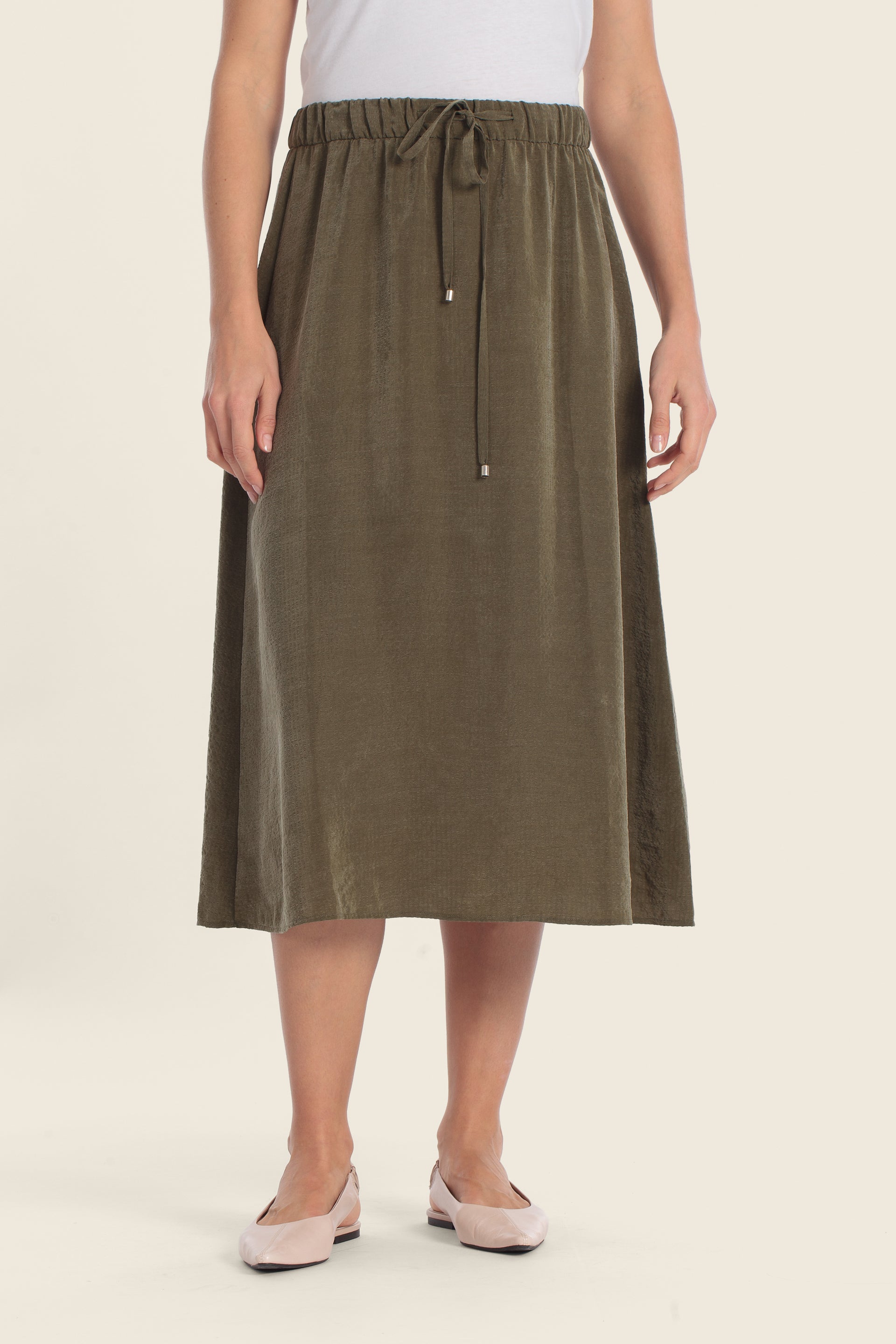 Maxirock aus Tencel™-Mischgewebe mit verstellbarem Bund