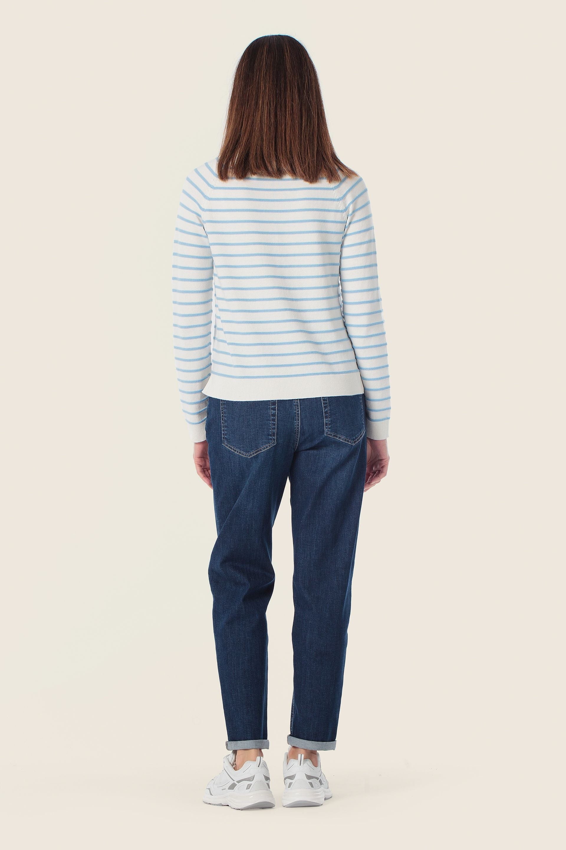 Gestreifter Strickpullover aus Baumwolle