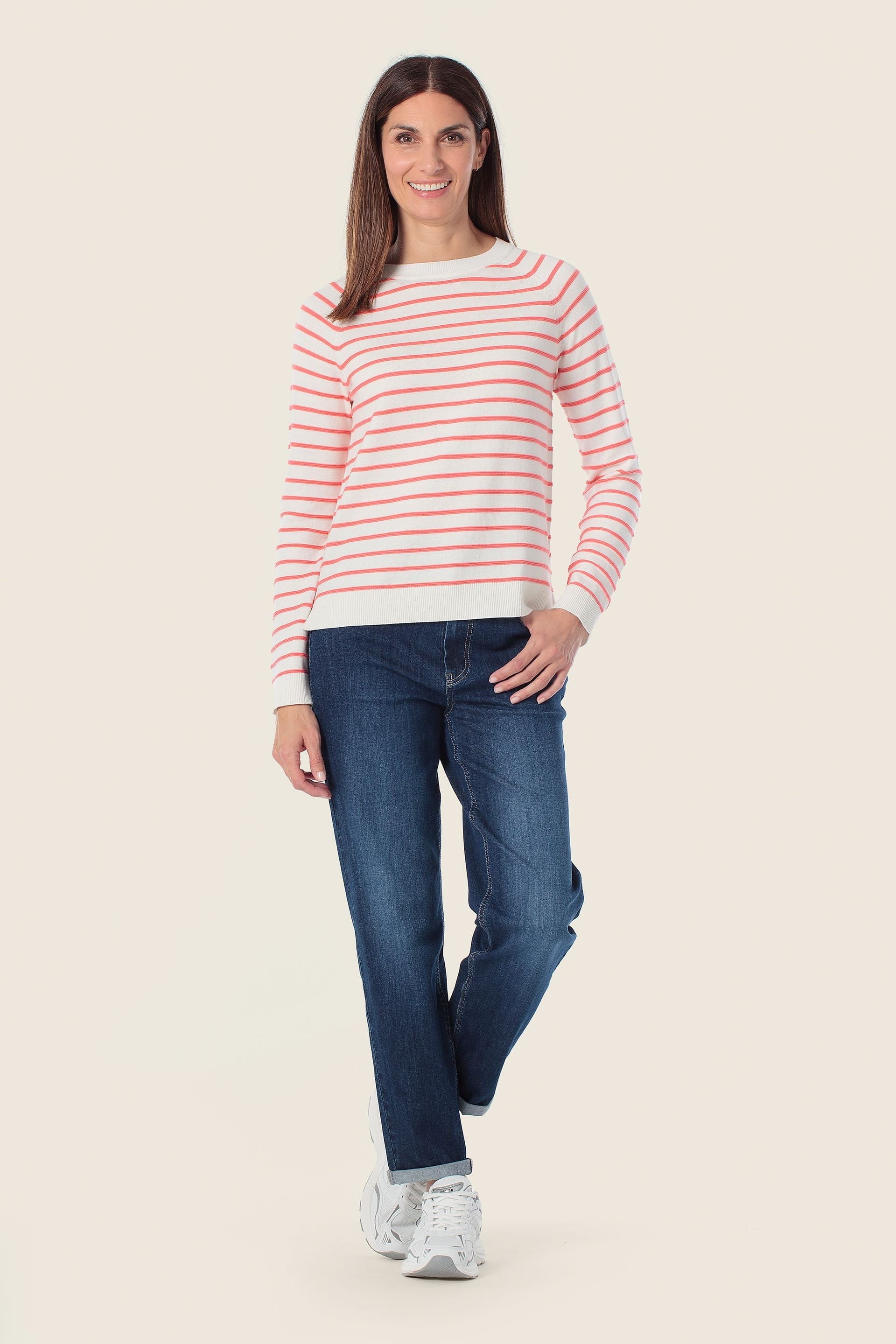 Gestreifter Strickpullover aus Baumwolle