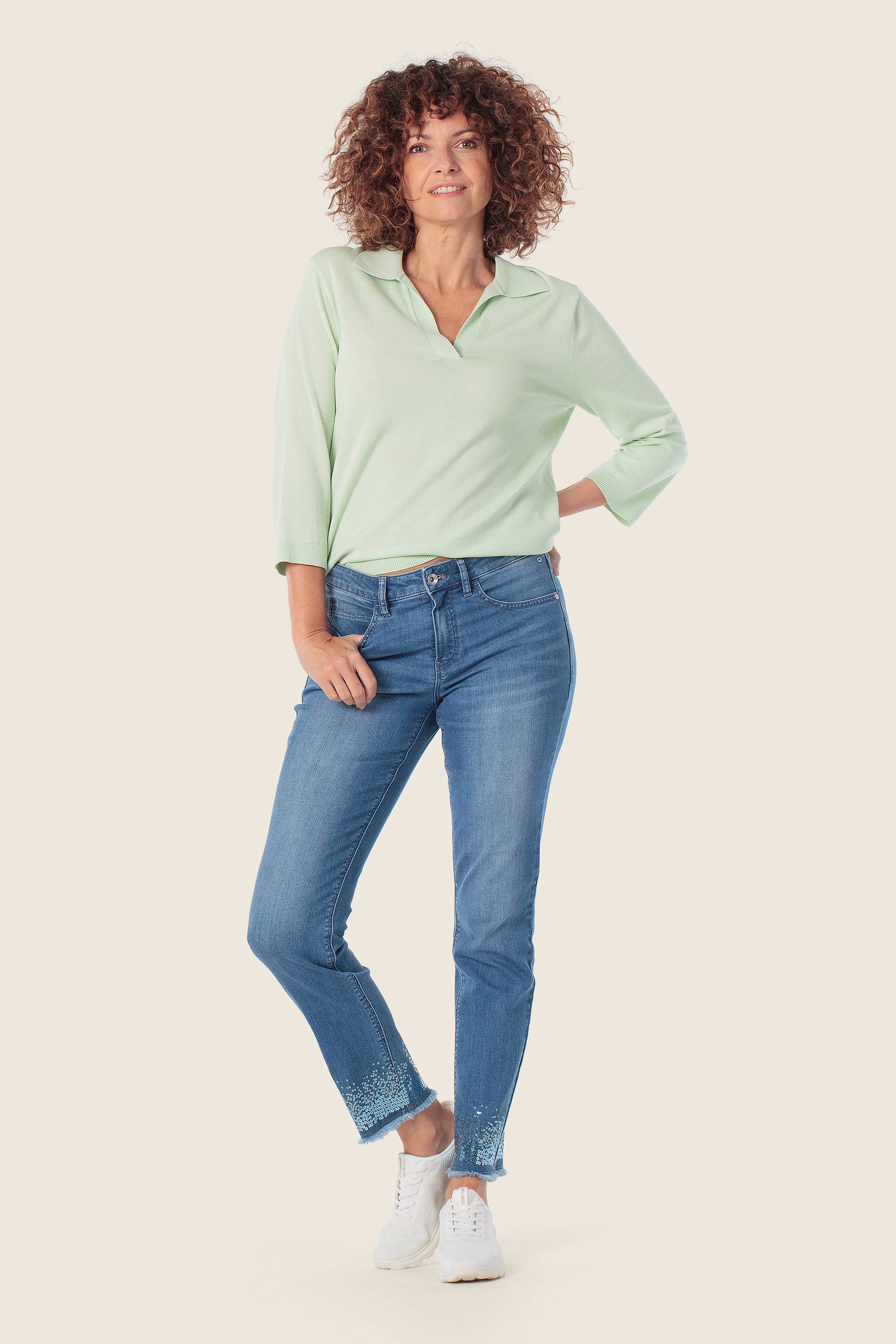 Sweatshirt mit V-Ausschnitt und Kragen von GERRY WEBER