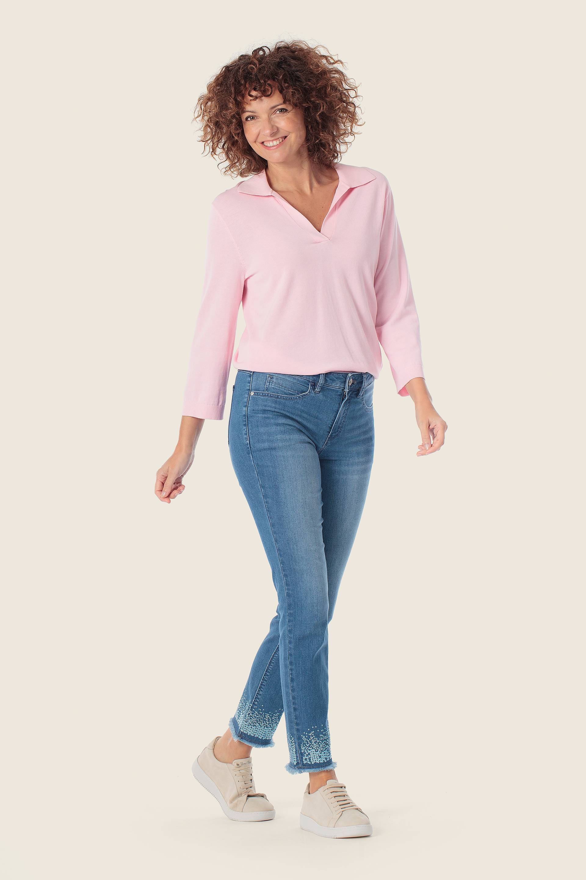 Sweatshirt mit V-Ausschnitt und Kragen von GERRY WEBER