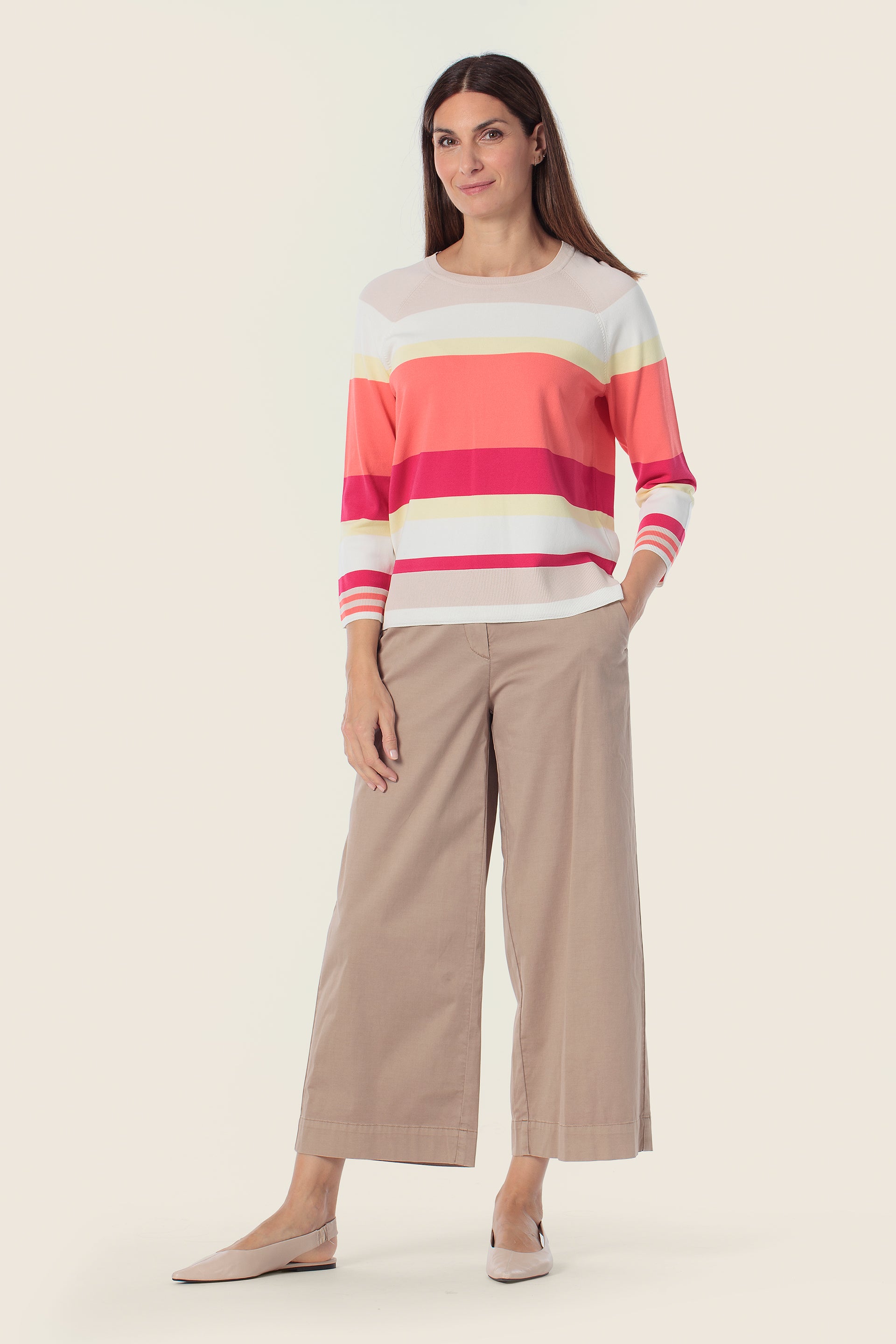 Gestreifter Feinstrickpullover