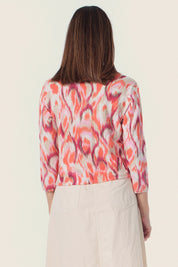 Bedruckter Baumwollpullover mit Ikat-Muster