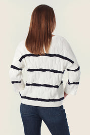 Zopfstrick Pullover mit Streifen