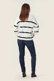 Zopfstrick Pullover mit Streifen