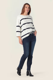 Zopfstrick Pullover mit Streifen