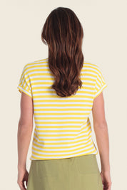 Gestreifter Strickpolopullover mit Knopfleiste