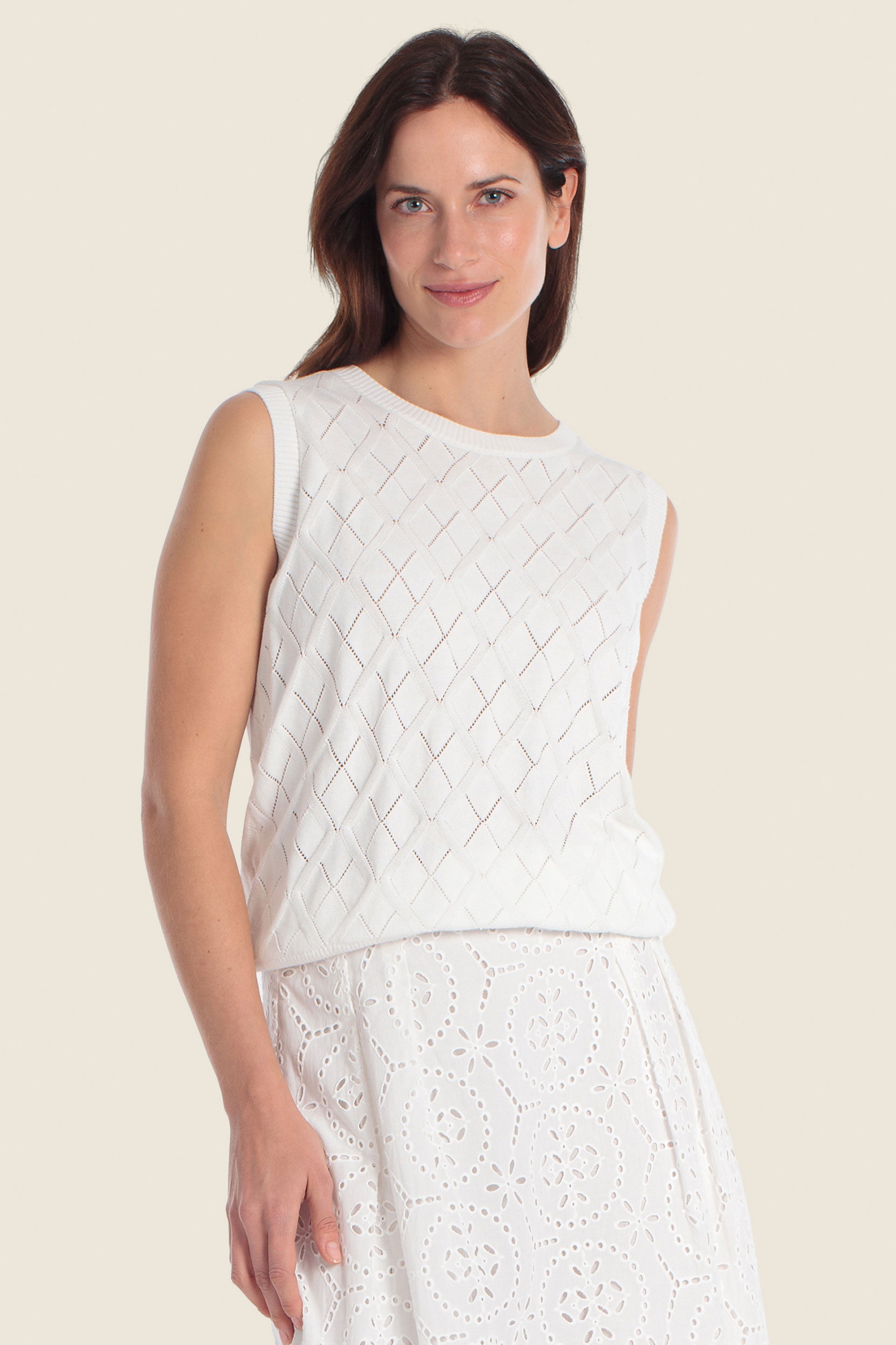 Ärmelloses Stricktop mit Strukturmuster