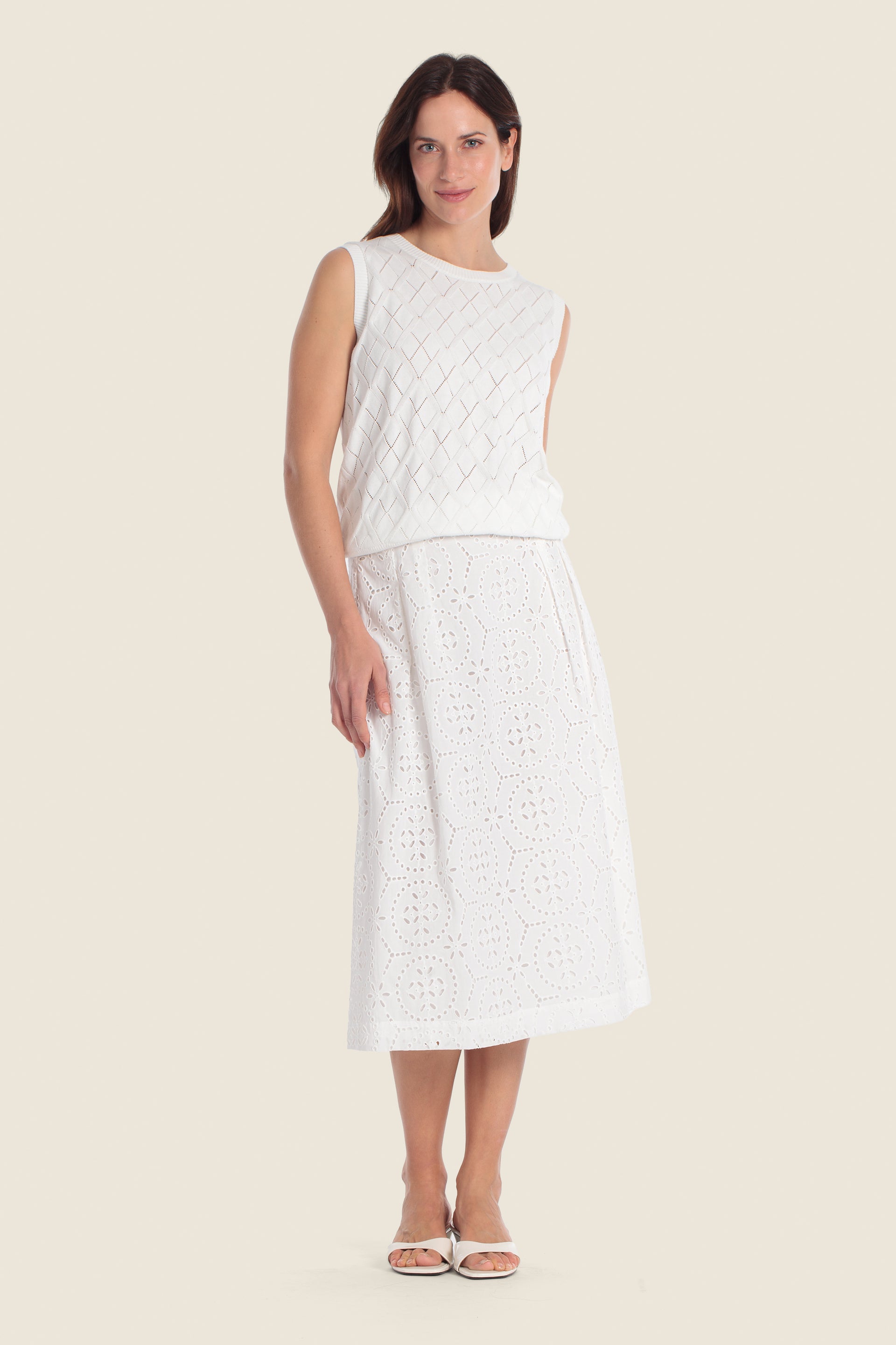 Ärmelloses Stricktop mit Strukturmuster