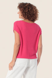 Ärmelloser Pullover aus strukturierter Baumwolle
