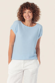 Ärmelloser Pullover aus strukturierter Baumwolle