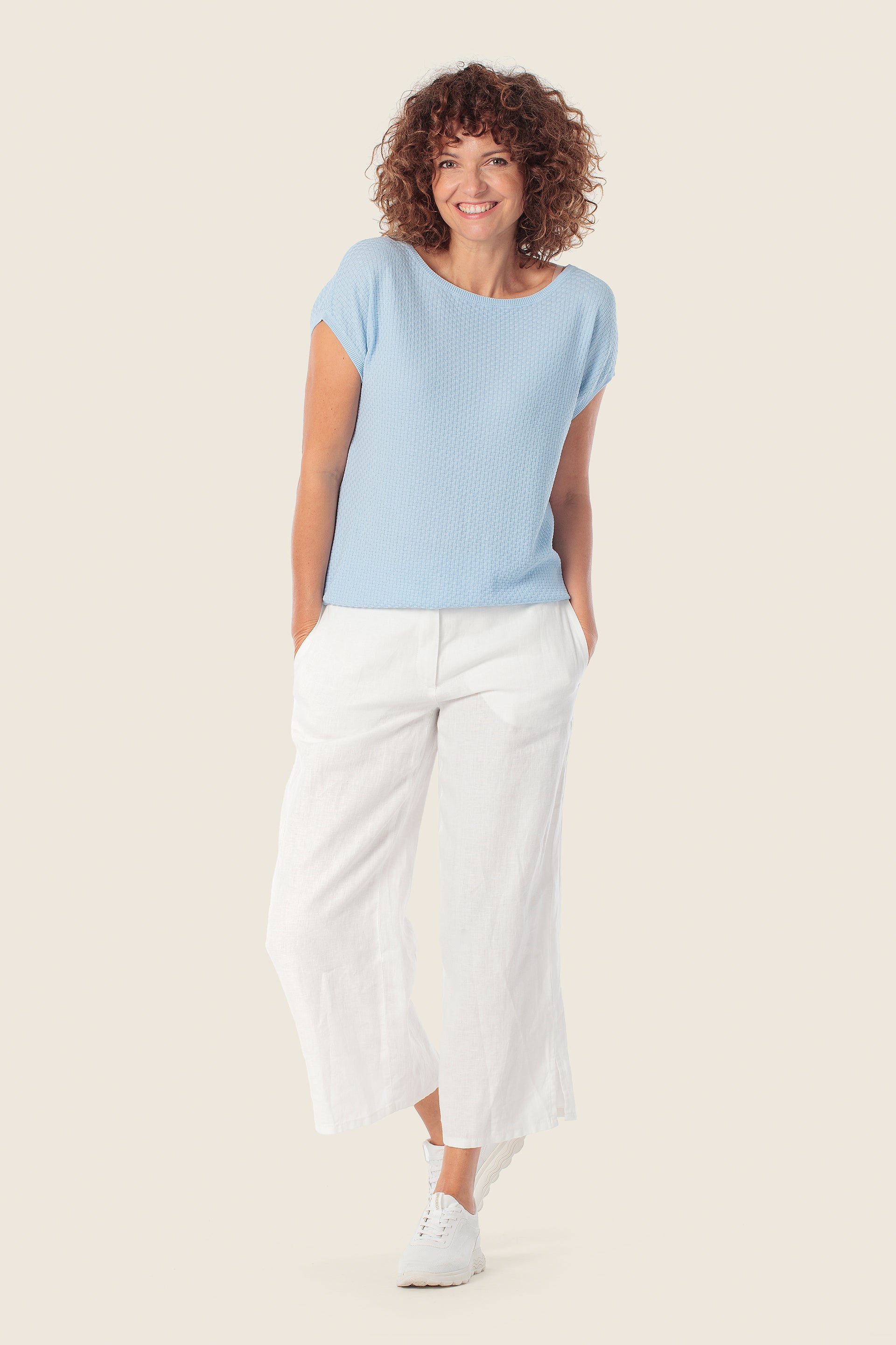 Ärmelloser Pullover aus strukturierter Baumwolle