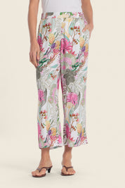 Bedruckte EcoVero™ Viskose-Hose mit weitem Bein