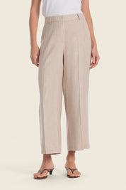 Chino-Hose mit weitem Bein aus Leinenmischgewebe
