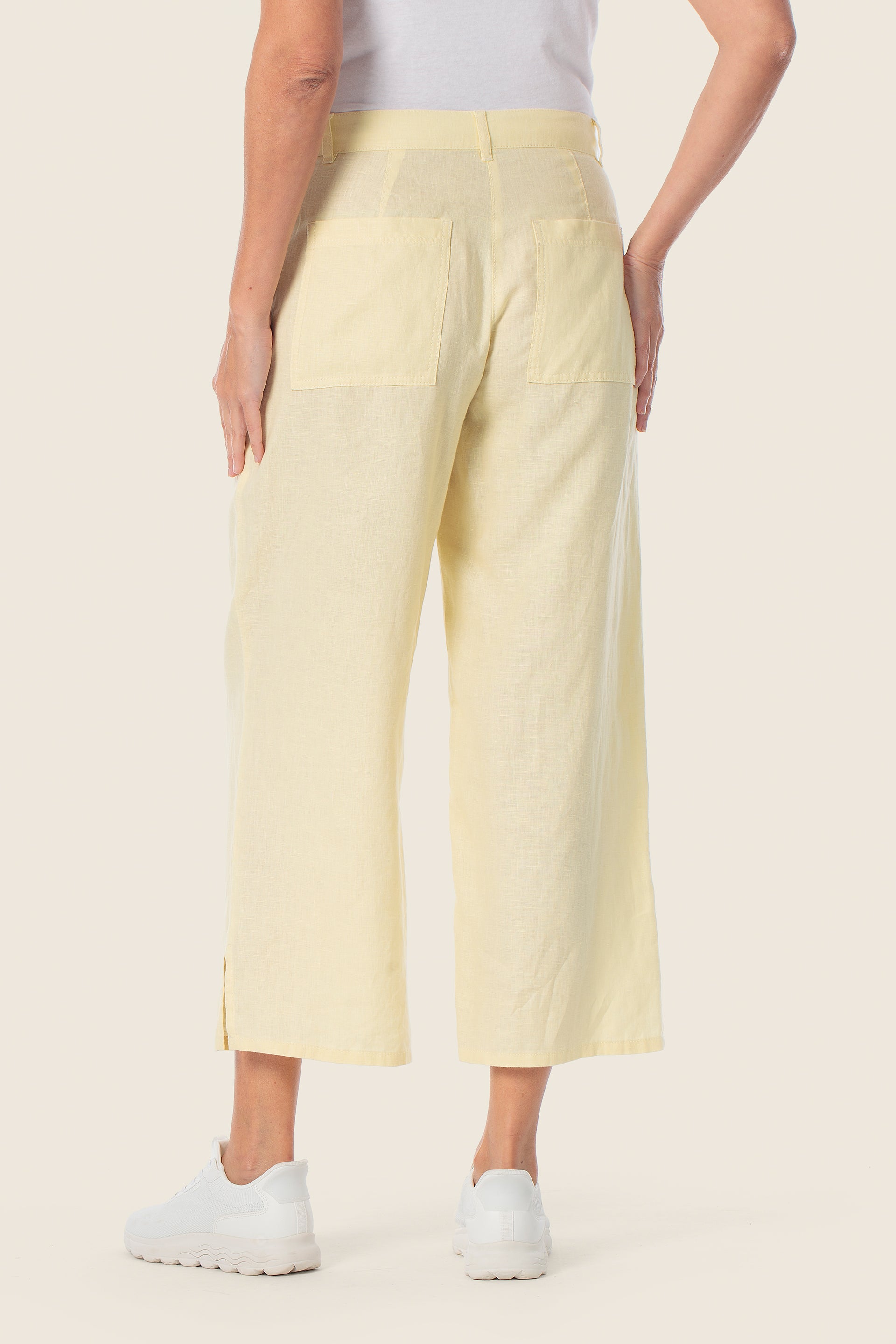 Leinen-Culotte-Hose mit Seitenschlitzen