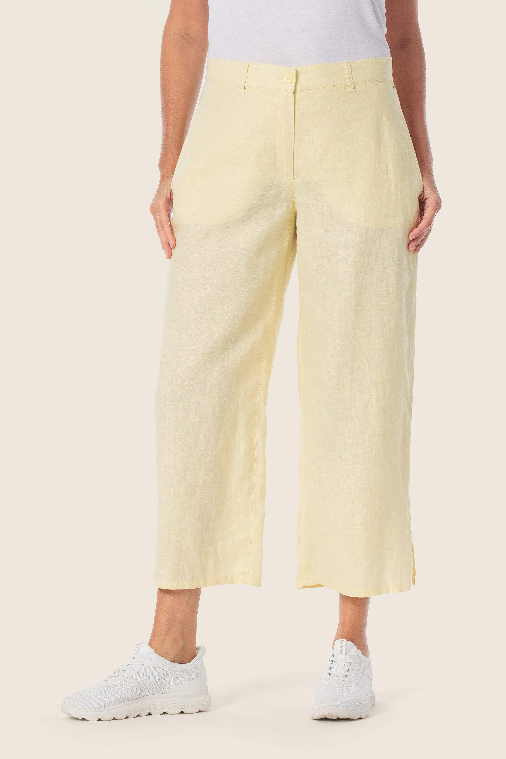 Leinen-Culotte-Hose mit Seitenschlitzen