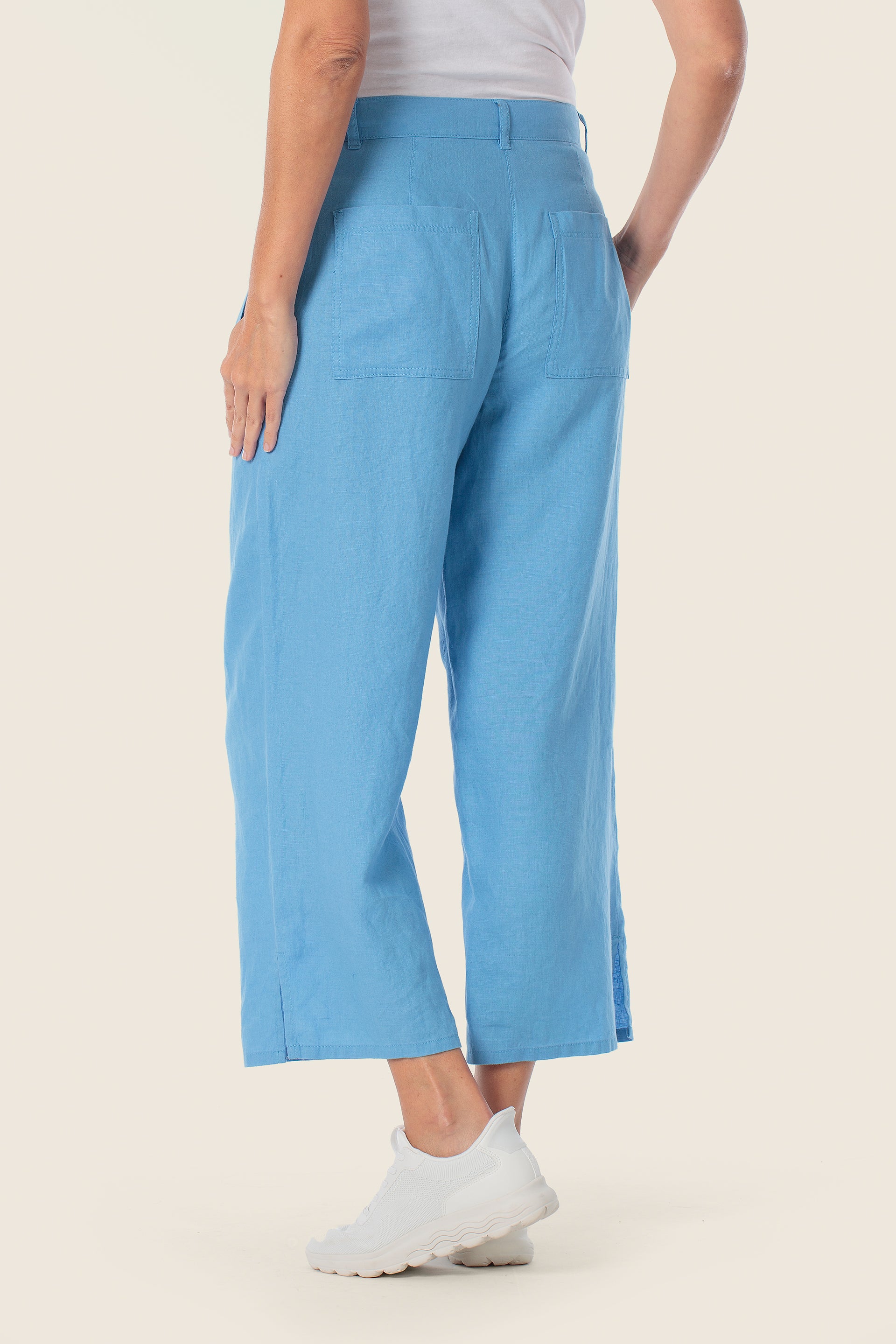 Leinen-Culotte-Hose mit Seitenschlitzen