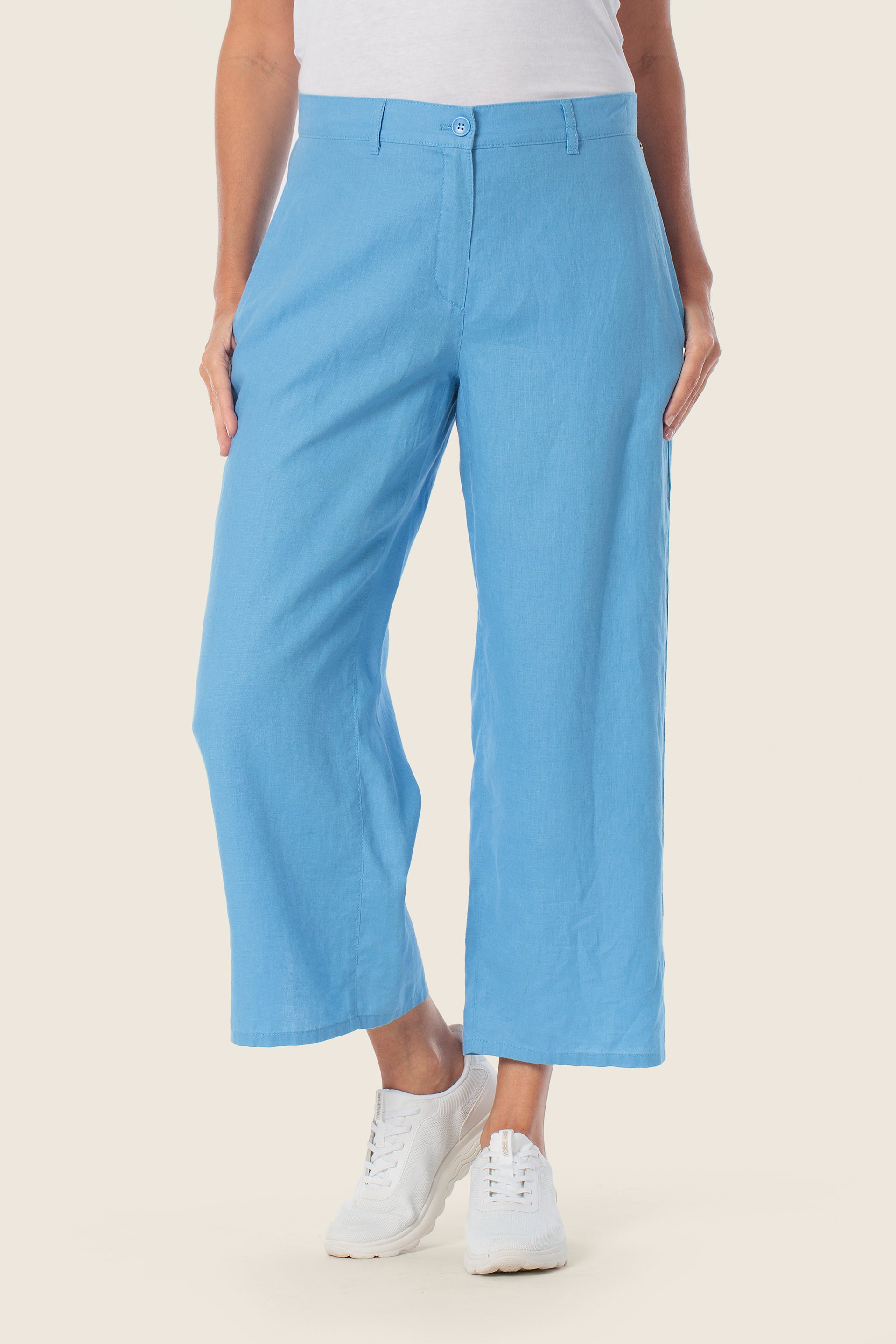 Leinen-Culotte-Hose mit Seitenschlitzen