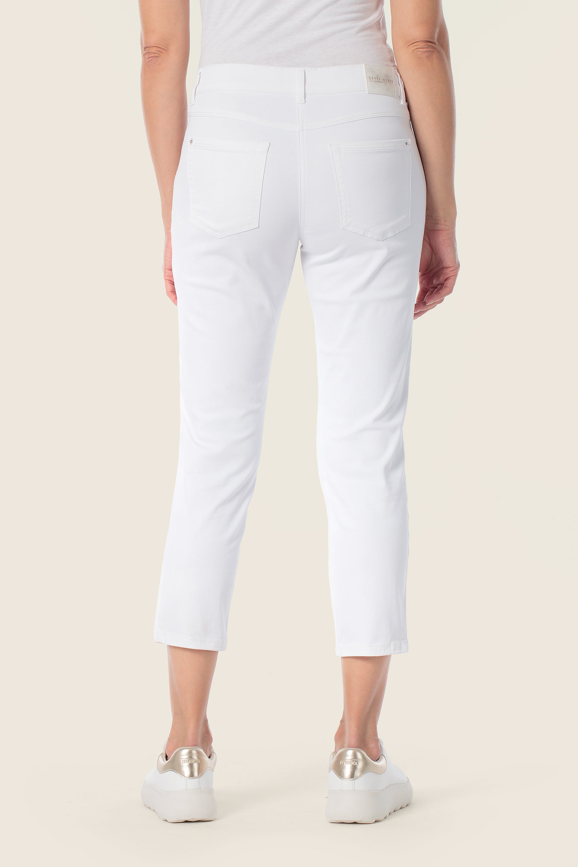 Schmal geschnittene, knöchellange Hose mit Stretchanteil