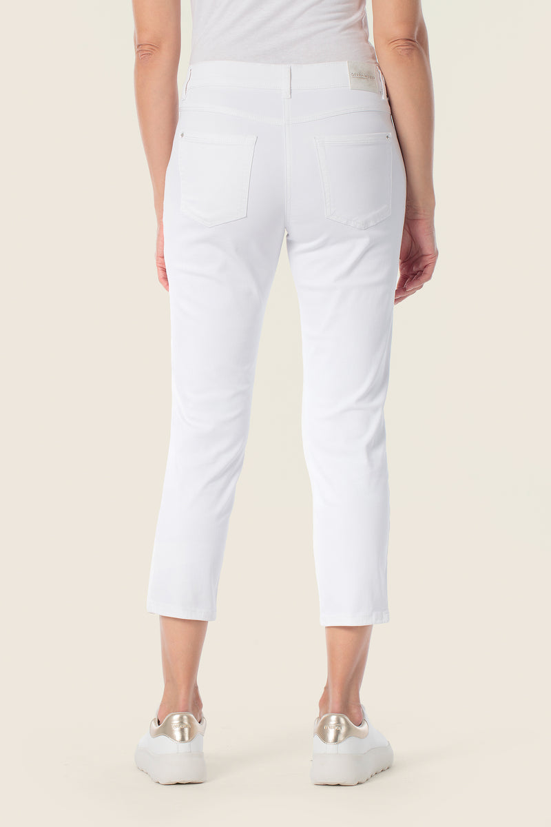 Schmal geschnittene, knöchellange Hose mit Stretchanteil